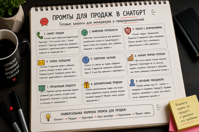 Промты для продаж в ChatGPT: готовые запросы и примеры