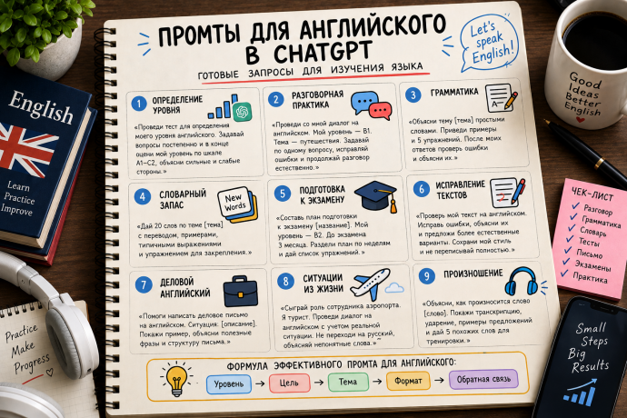 Промты для английского в ChatGPT: готовые запросы для изучения языка